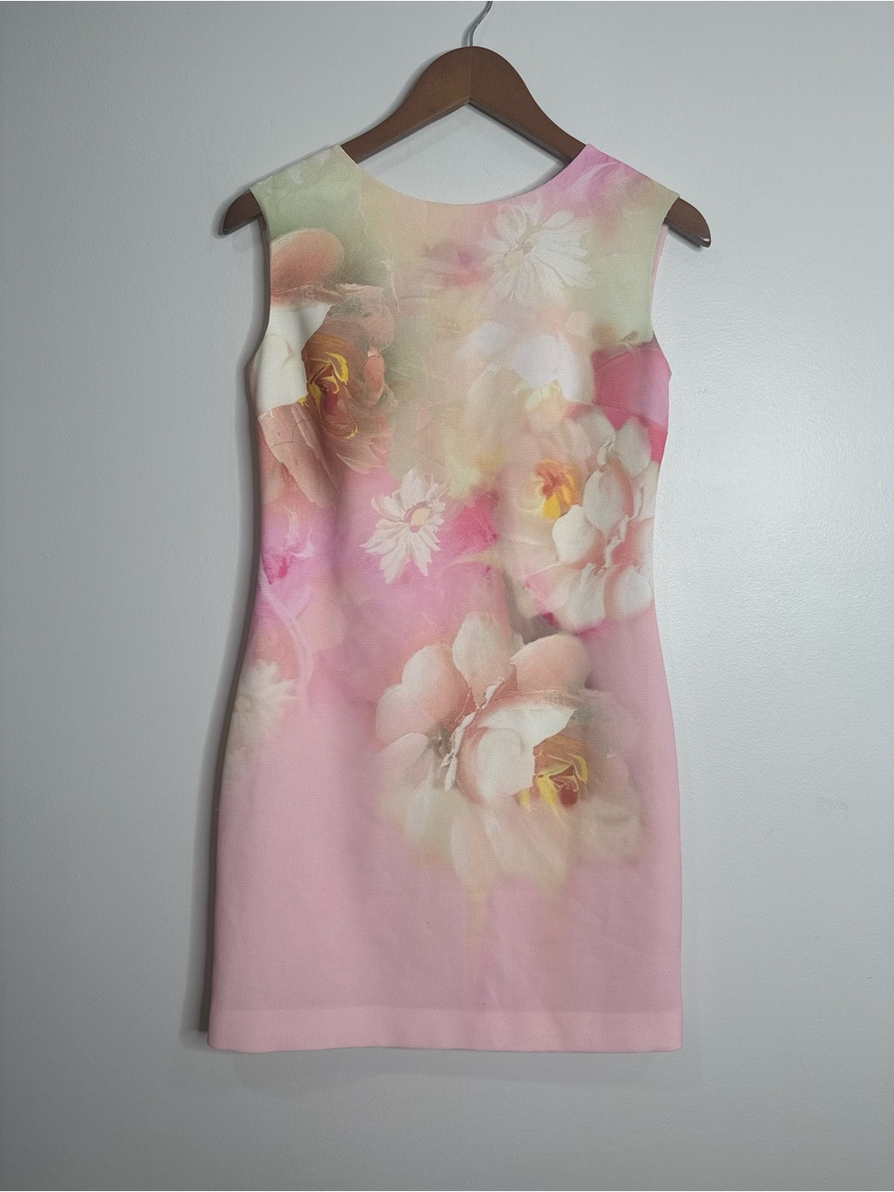 Ted Baker Pastel Floral Pink White Sleeveless Mini Dress Size 4 Romantic Wedding